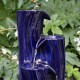Glitzhome 29.5"H 4-Tiered Cobalt Blue Wavy Texture Outdoor Ceramic Fountain with Pump and LED Light (KD)