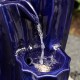 Glitzhome 29.5"H 4-Tiered Cobalt Blue Wavy Texture Outdoor Ceramic Fountain with Pump and LED Light (KD)