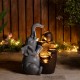 Glitzhome 18.5"H 4-Tiered Elephant and Pot Polyresin Outdoor Fountain with Pump and LED Light (KD)