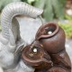 Glitzhome 18.5"H 4-Tiered Elephant and Pot Polyresin Outdoor Fountain with Pump and LED Light (KD)