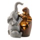 Glitzhome 18.5"H 4-Tiered Elephant and Pot Polyresin Outdoor Fountain with Pump and LED Light (KD)