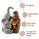 Glitzhome 18.5"H 4-Tiered Elephant and Pot Polyresin Outdoor Fountain with Pump and LED Light (KD)