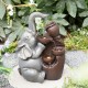 Glitzhome 18.5"H 4-Tiered Elephant and Pot Polyresin Outdoor Fountain with Pump and LED Light (KD)