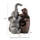 Glitzhome 18.5"H 4-Tiered Elephant and Pot Polyresin Outdoor Fountain with Pump and LED Light (KD)