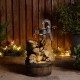 Glitzhome 23.75"H Cute Dog Playing Around the Water Pump Polyresin Outdoor Fountain with Pump and LED Light (KD)