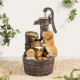 Glitzhome 23.75"H Cute Dog Playing Around the Water Pump Polyresin Outdoor Fountain with Pump and LED Light (KD)