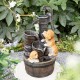 Glitzhome 23.75"H Cute Dog Playing Around the Water Pump Polyresin Outdoor Fountain with Pump and LED Light (KD)