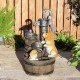 Glitzhome 23.75"H Cute Dog Playing Around the Water Pump Polyresin Outdoor Fountain with Pump and LED Light (KD)