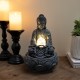 Glitzhome 12"H Zen-Style Polyresin Table Fountain with Pump and LED Light (KD)
