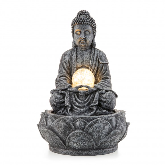 Glitzhome 12"H Zen-Style Polyresin Table Fountain with Pump and LED Light (KD)