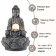 Glitzhome 12"H Zen-Style Polyresin Table Fountain with Pump and LED Light (KD)