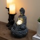 Glitzhome 12"H Zen-Style Polyresin Table Fountain with Pump and LED Light (KD)