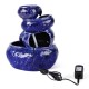 Glitzhome 11.75"H 4-Tiered Ceramic Cobalt Blue Table Fountain with Pump (KD)