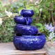 Glitzhome 11.75"H 4-Tiered Ceramic Cobalt Blue Table Fountain with Pump (KD)