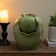 Glitzhome 11.5"H Ceramic Sage Green Pot Table Fountain with Pump (KD)
