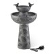 Glitzhome 26"H 2-Tiered Birdbath Polyresin Outdoor Fountain with Birds, Pump and LED Light (KD)