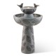 Glitzhome 26"H 2-Tiered Birdbath Polyresin Outdoor Fountain with Birds, Pump and LED Light (KD)