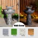Glitzhome 26"H 2-Tiered Birdbath Polyresin Outdoor Fountain with Birds, Pump and LED Light (KD)