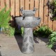 Glitzhome 26"H 2-Tiered Birdbath Polyresin Outdoor Fountain with Birds, Pump and LED Light (KD)