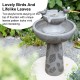 Glitzhome 26"H 2-Tiered Birdbath Polyresin Outdoor Fountain with Birds, Pump and LED Light (KD)