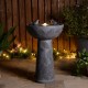 Glitzhome 27.5"H Birdbath Polyresin Outdoor Fountain with Birds, Pump and LED Light (KD)