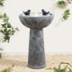 Glitzhome 27.5"H Birdbath Polyresin Outdoor Fountain with Birds, Pump and LED Light (KD)
