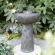 Glitzhome 27.5"H Birdbath Polyresin Outdoor Fountain with Birds, Pump and LED Light (KD)