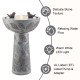 Glitzhome 27.5"H Birdbath Polyresin Outdoor Fountain with Birds, Pump and LED Light (KD)