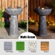 Glitzhome 27.5"H Birdbath Polyresin Outdoor Fountain with Birds, Pump and LED Light (KD)