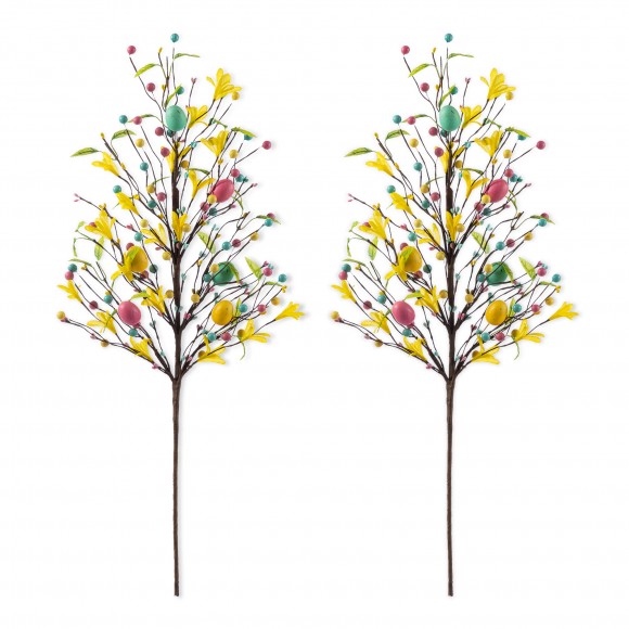 Glitzhome Set of 2 28"H Easter Berries & Eggs & Leaves Picks