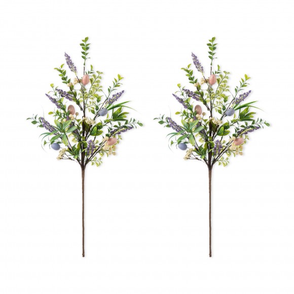 Glitzhome Set of 2 28"H Easter Eggs & Lavender Picks