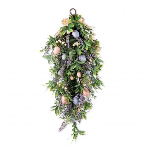 Glitzhome 28"H Easter Egg & Lavender Teardrop