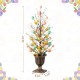 Glitzhome 36"H Easter Egg & Berries Urn Porch Tree, 20 Warm White Lights with timer