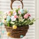 Glitzhome 18"H Easter Egg and Flower Bunny Shaped Basket Centerpiece