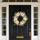 Glitzhome 24"D Peach Dahlia Floral Wreath Includes a Complimentary Black Metal Wreath Hanger