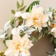 Glitzhome 24"D Peach Dahlia Floral Wreath Includes a Complimentary Black Metal Wreath Hanger