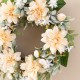 Glitzhome 24"D Peach Dahlia Floral Wreath Includes a Complimentary Black Metal Wreath Hanger