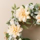 Glitzhome 24"D Peach Dahlia Floral Wreath Includes a Complimentary Black Metal Wreath Hanger