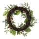 Glitzhome 24"D Peach Dahlia Floral Wreath Includes a Complimentary Black Metal Wreath Hanger