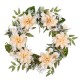 Glitzhome 24"D Peach Dahlia Floral Wreath Includes a Complimentary Black Metal Wreath Hanger