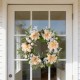 Glitzhome 24"D Peach Dahlia Floral Wreath Includes a Complimentary Black Metal Wreath Hanger