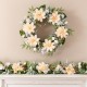 Glitzhome 24"D Peach Dahlia Floral Wreath Includes a Complimentary Black Metal Wreath Hanger