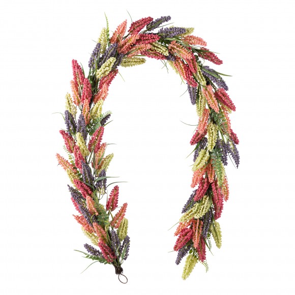 Glitzhome 6ft Pink Purple & Yellow Mixed Heather Garland