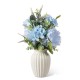 Glitzhome 18"H Blue Peony & Hydrangea with Ceramic Vase Centerpiece