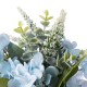 Glitzhome 18"H Blue Peony & Hydrangea with Ceramic Vase Centerpiece
