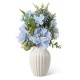 Glitzhome 18"H Blue Peony & Hydrangea with Ceramic Vase Centerpiece
