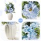 Glitzhome 18"H Blue Peony & Hydrangea with Ceramic Vase Centerpiece