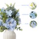 Glitzhome 18"H Blue Peony & Hydrangea with Ceramic Vase Centerpiece