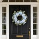Glitzhome 24"D Blue Peony & Hydrangea Floral Wreath Includes a Complimentary Black Metal Wreath Hanger