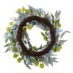 Glitzhome 24"D Blue Peony & Hydrangea Floral Wreath Includes a Complimentary Black Metal Wreath Hanger